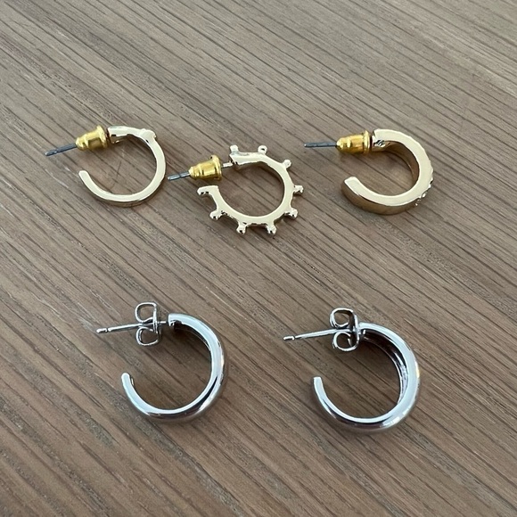 Silver Pair of Hoops and 3 Single Gold Hoops - Picture 1 of 7